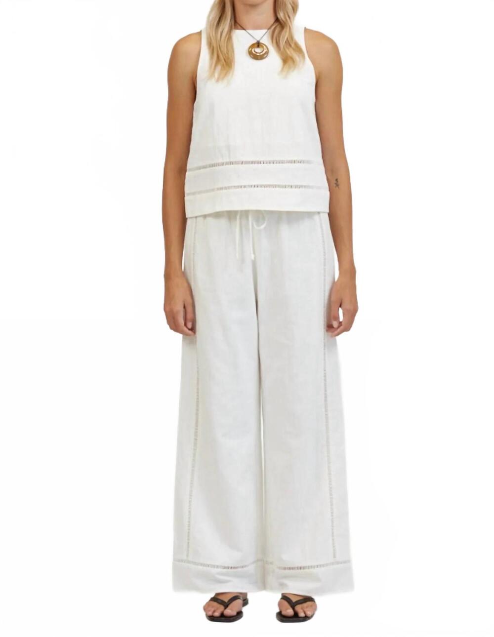 NEW A.REN siena sleeveless stitch top in white